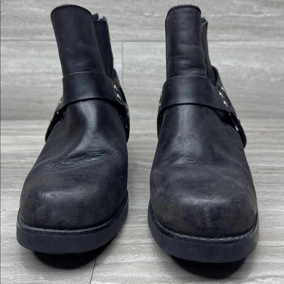 Bongo Black Leather Harness Strap Ankle Moto Boots Womens Size 8 - Picture 2 of 10